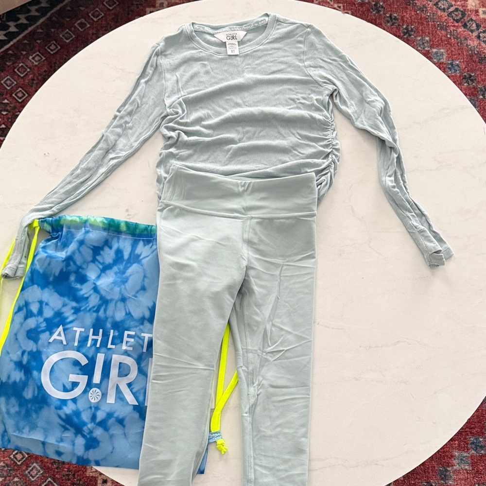 Athleta Girl Ribbed Light Blue Top